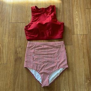 Coral Reef High Waisted Swim Suit Set